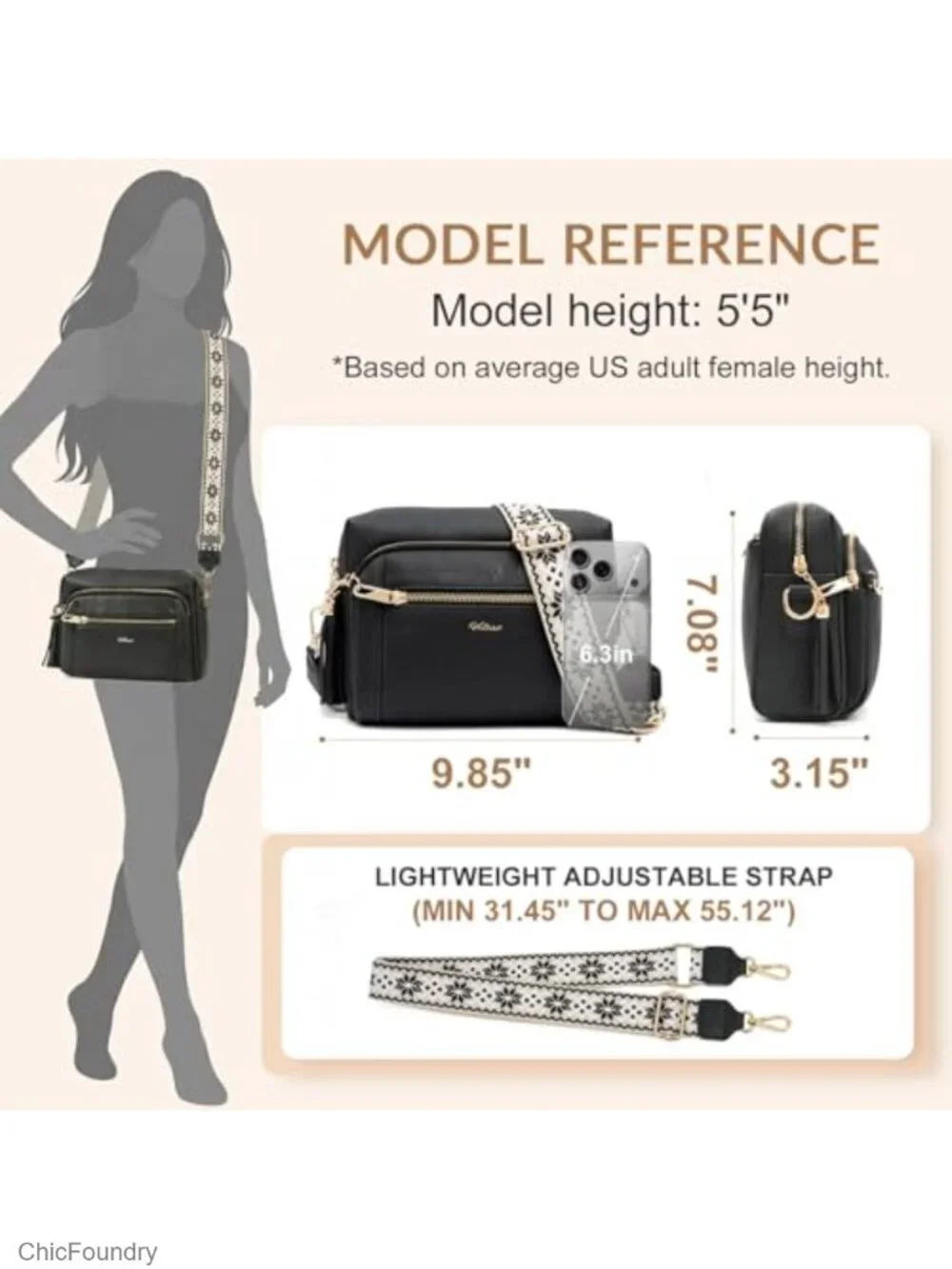 Anti-Theft Crossbody Bag with Faux Leather and Multiple Pockets